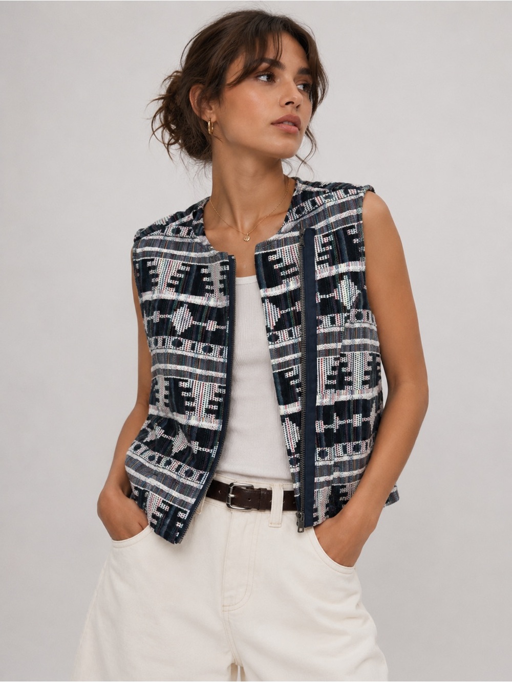 Stylish Unique Sleeveless Vest with Asymmetrical Zipper